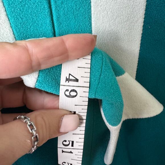 VTG JCPenney Housecoat Robe Women’s Sz 16 70s 80s Long Colorblock Green Retro - Picture 7 of 11